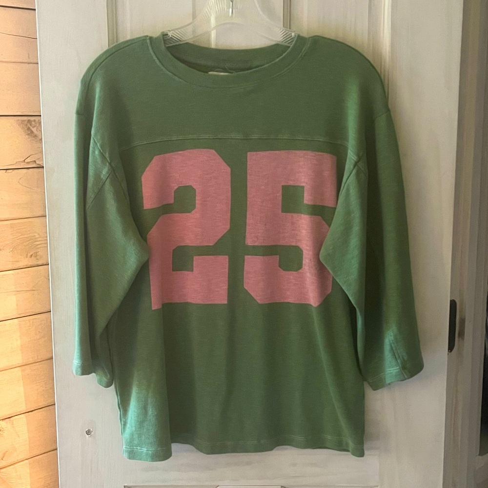 Anthropologie Pilcro Varsity Tee 3/4 length sleeve XS